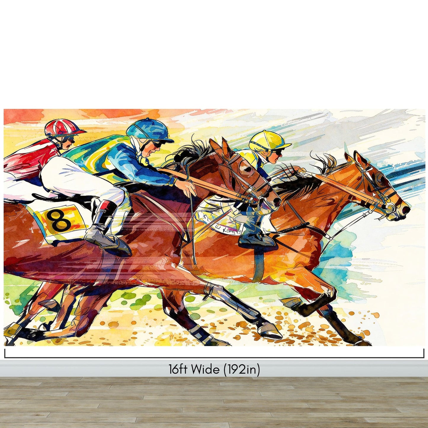 Jockey Equestrian Horse Racing Colorful Wall Mural. #7047