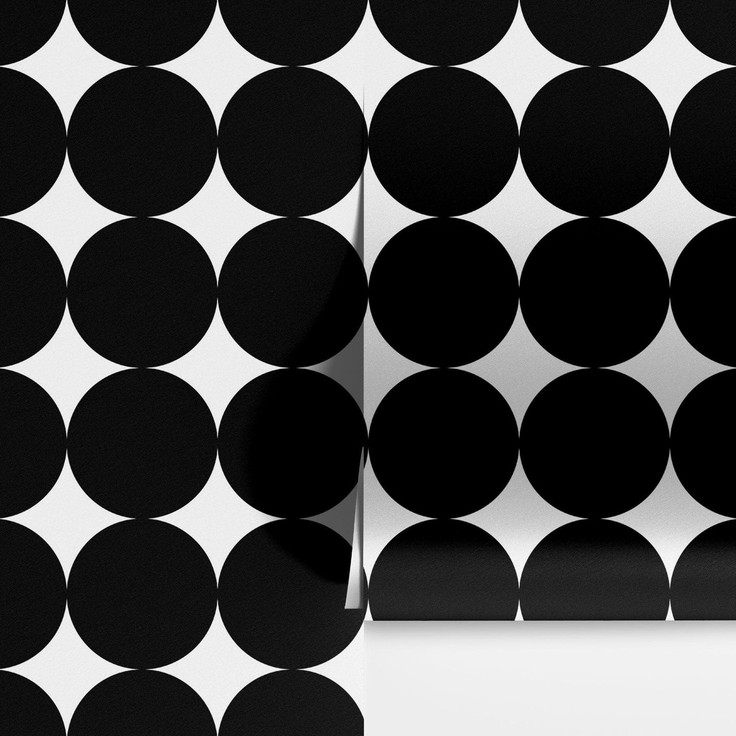 Modern Geometric Black Circle Wallpaper Mural. #6675