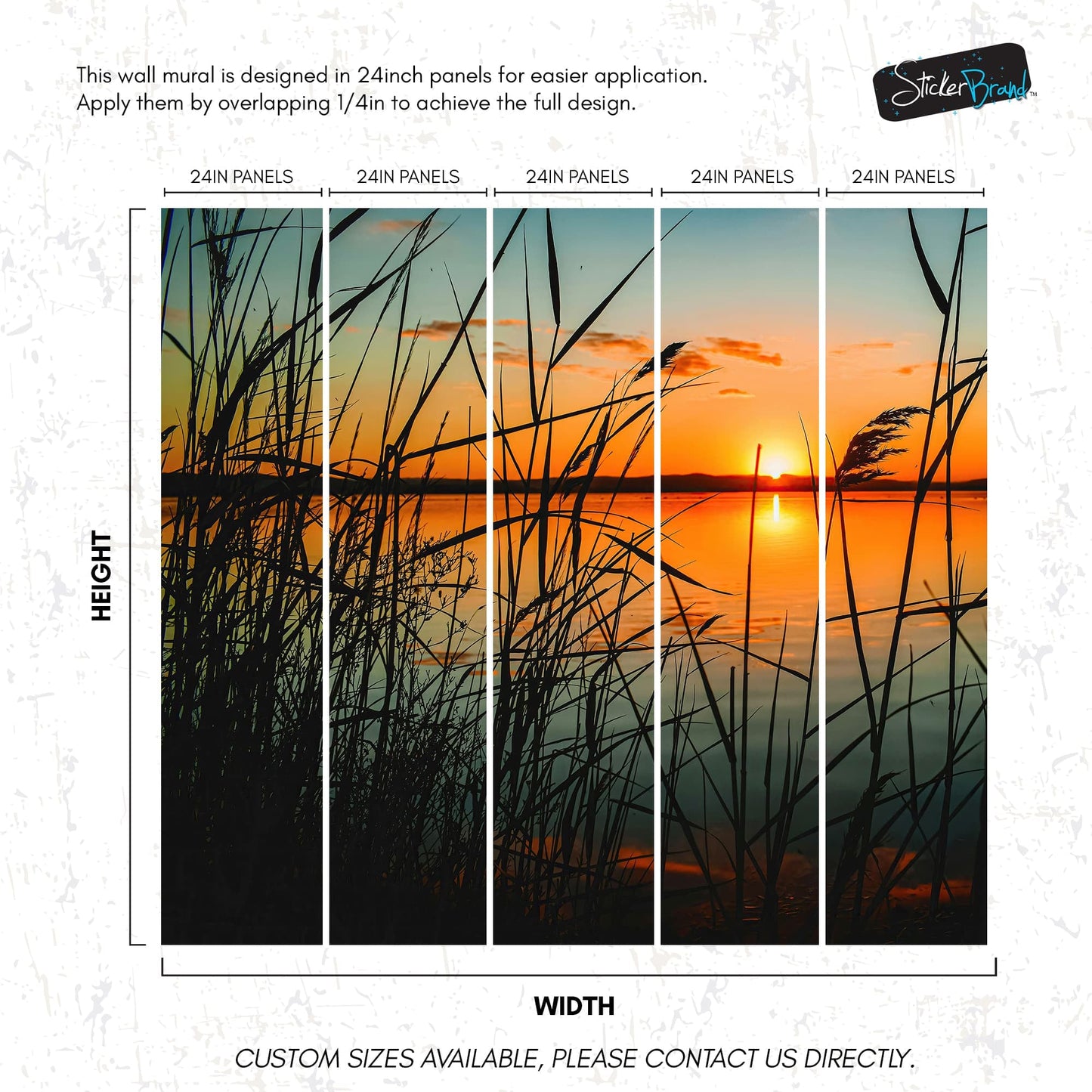 Lakeside Retreat with Sunset Over Lake Wallpaper Mural. #6920