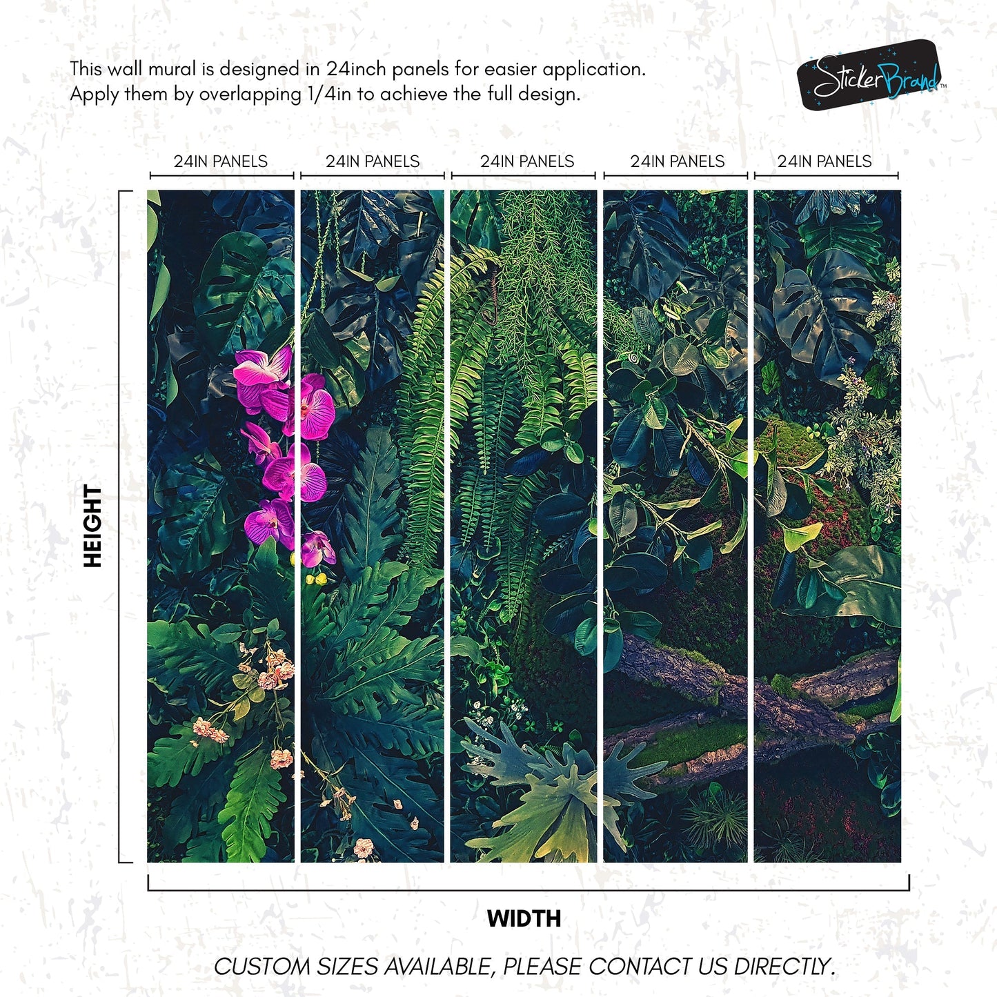 Jungle Wallpaper, Forest Greenery Botanical Wall Mural. #6741