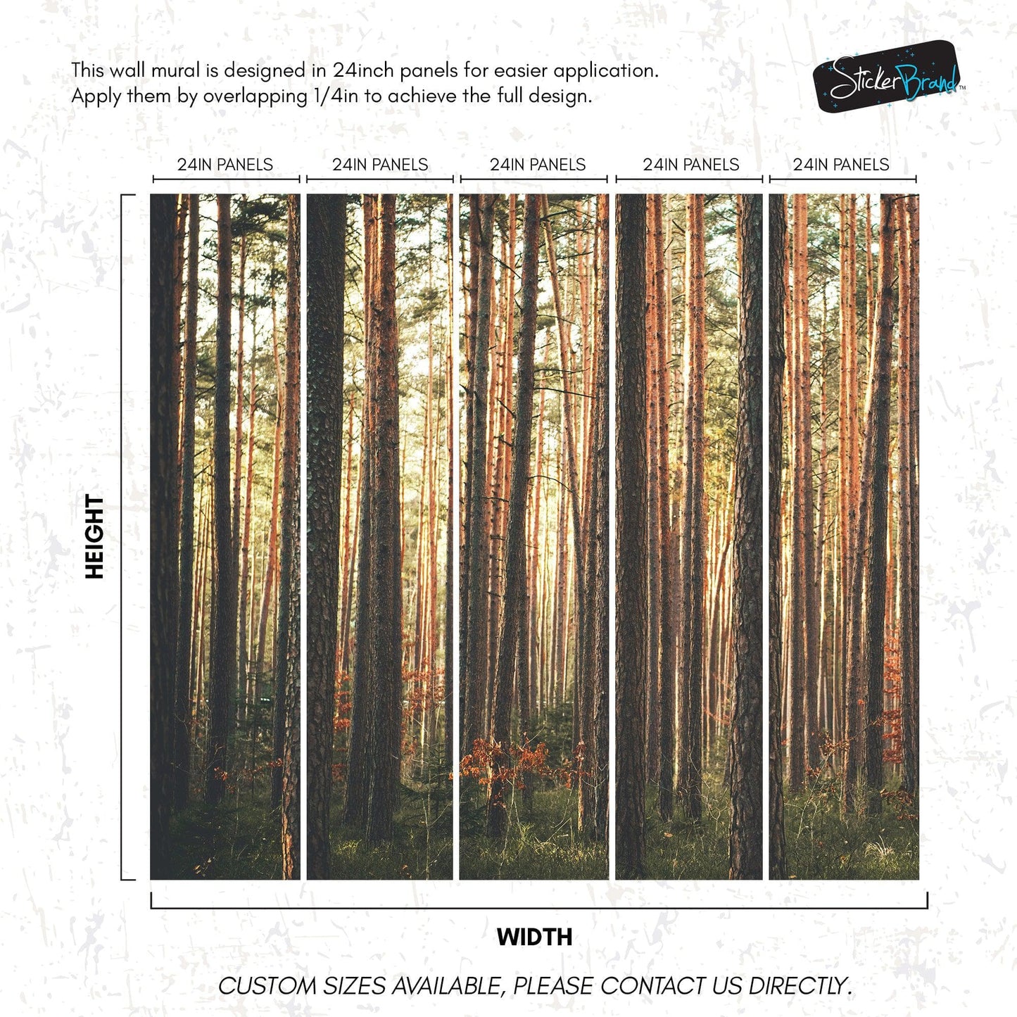 Forest Wallpaper Mural. Woodland Country Theme / Farmhouse Wall Decor. #6777