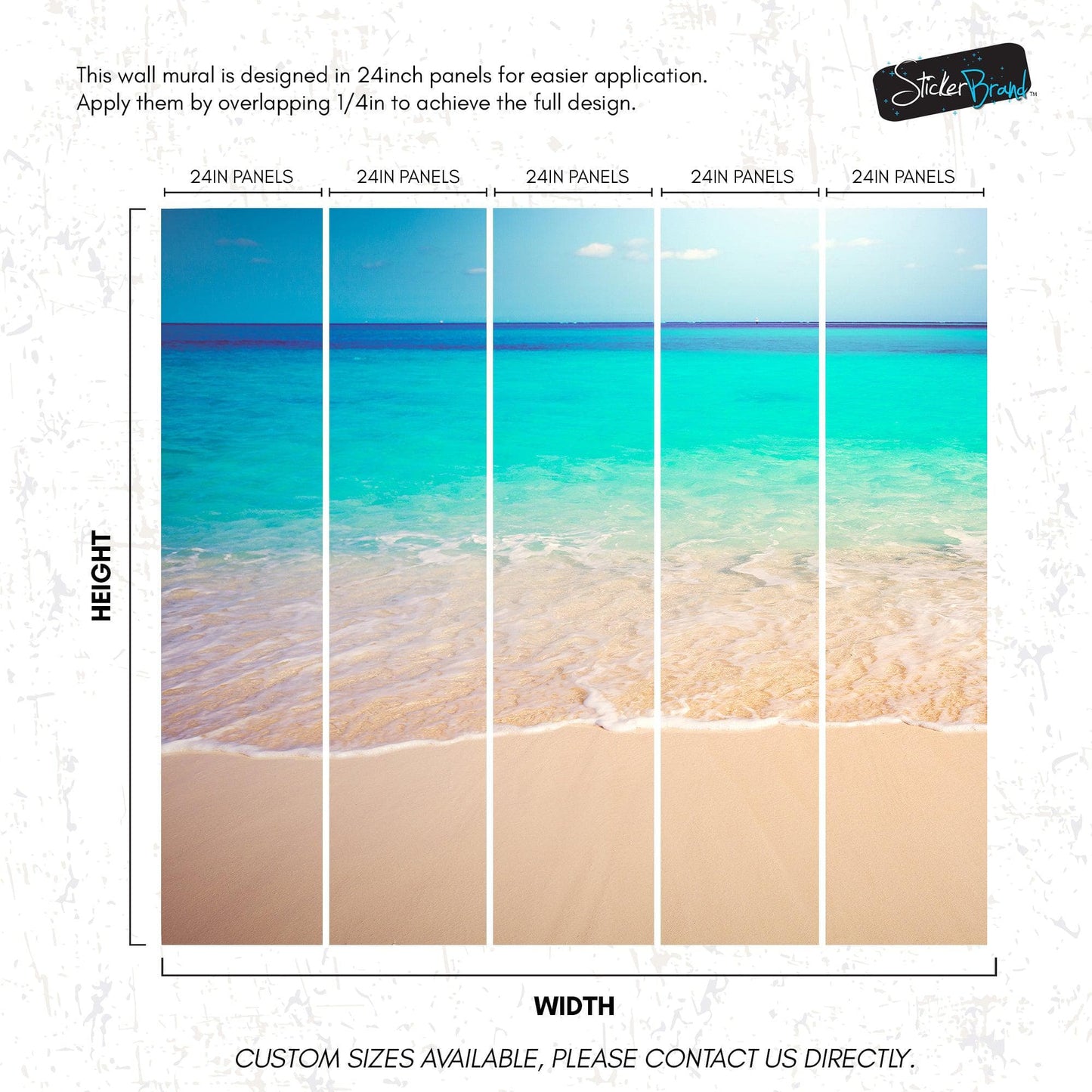 Tropical White Sand Paradise Beach Ocean Wave Scenery Wall Mural. #6201