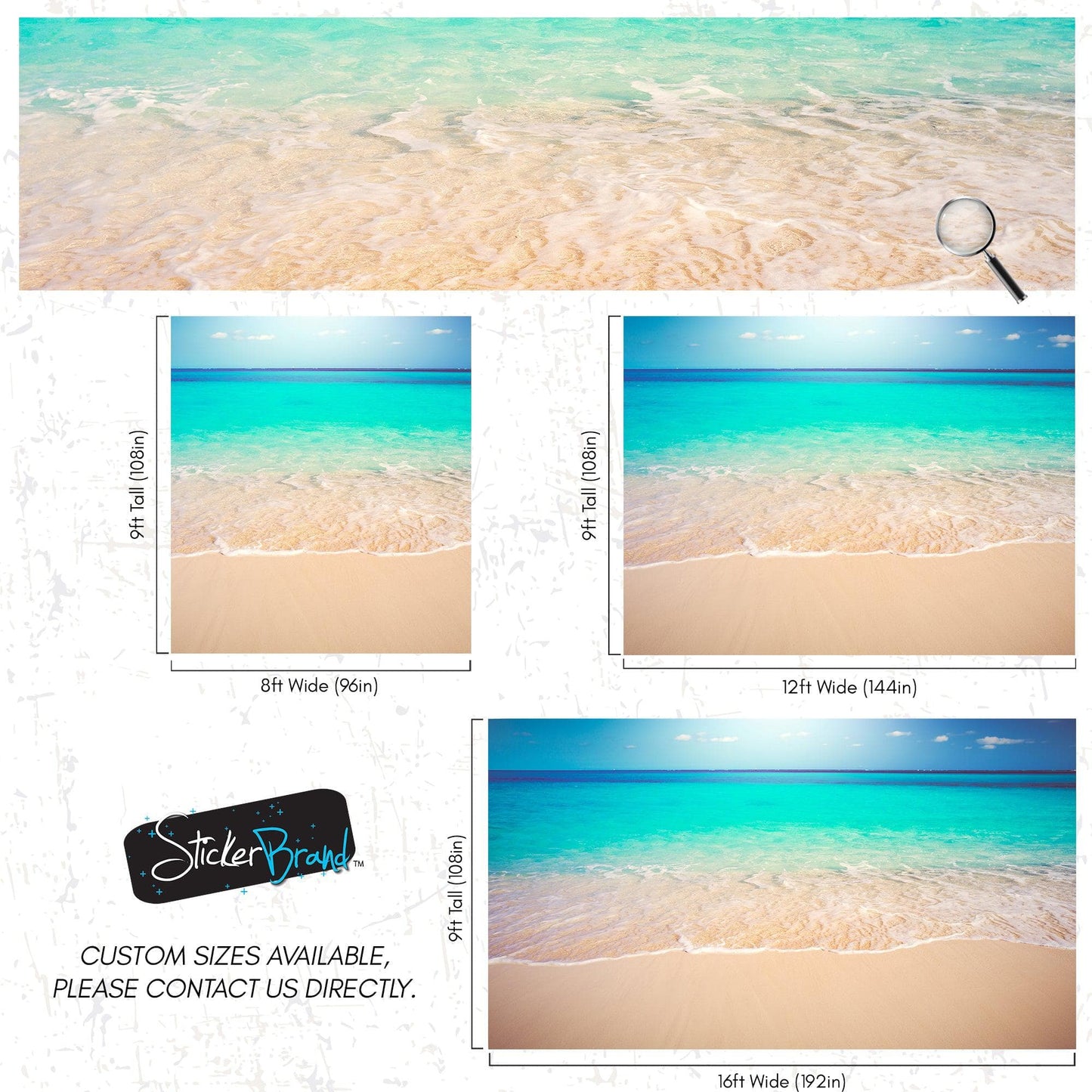 Tropical White Sand Paradise Beach Ocean Wave Scenery Wall Mural. #6201