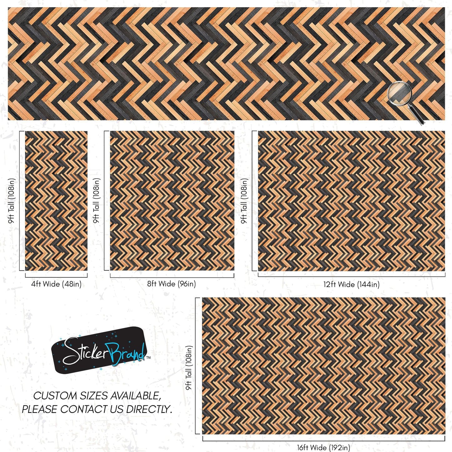 Modern Design Wooden Zigzag Panel Wallpaper Mural. #6736