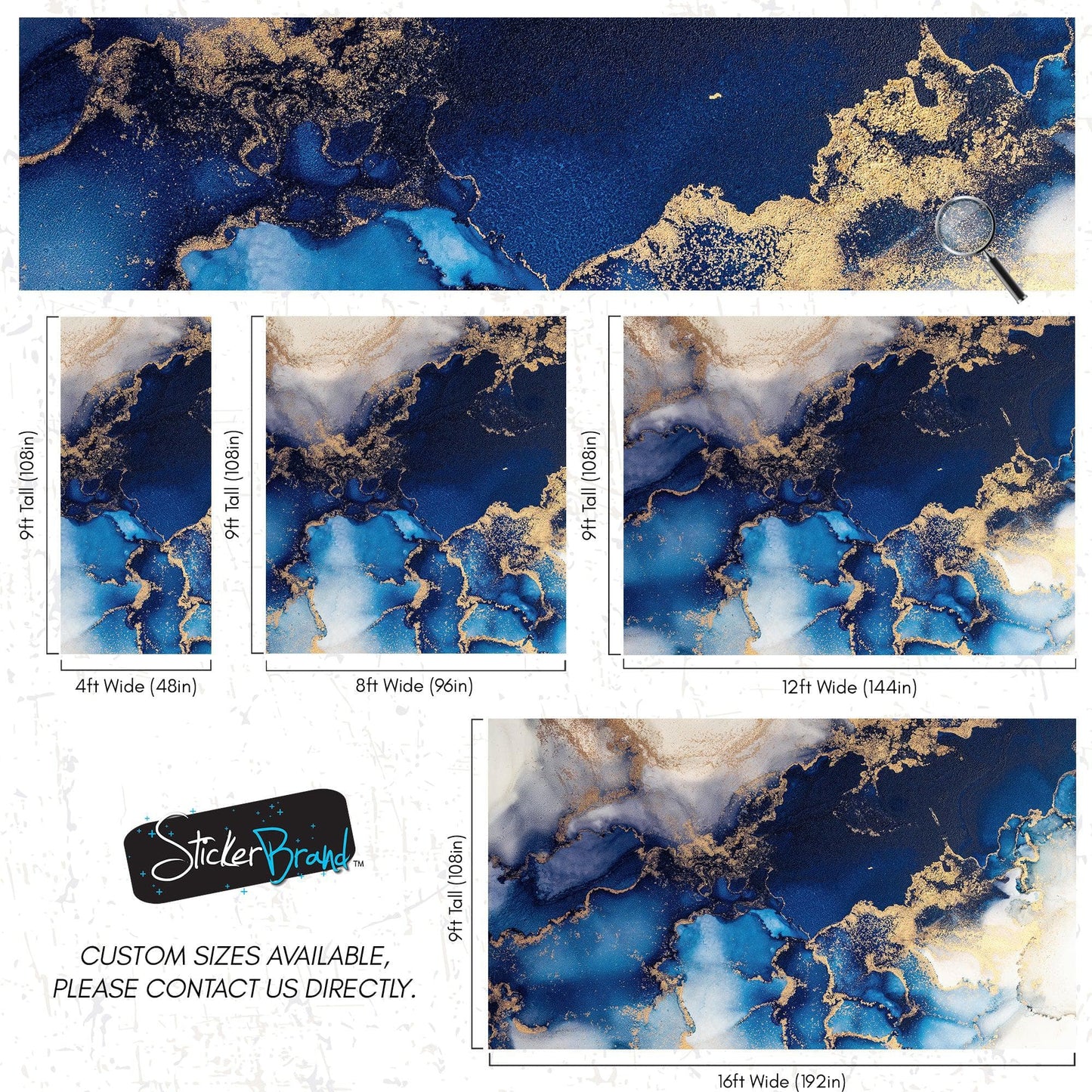 Sapphire Blue Marble Wallpaper Mural. #7008