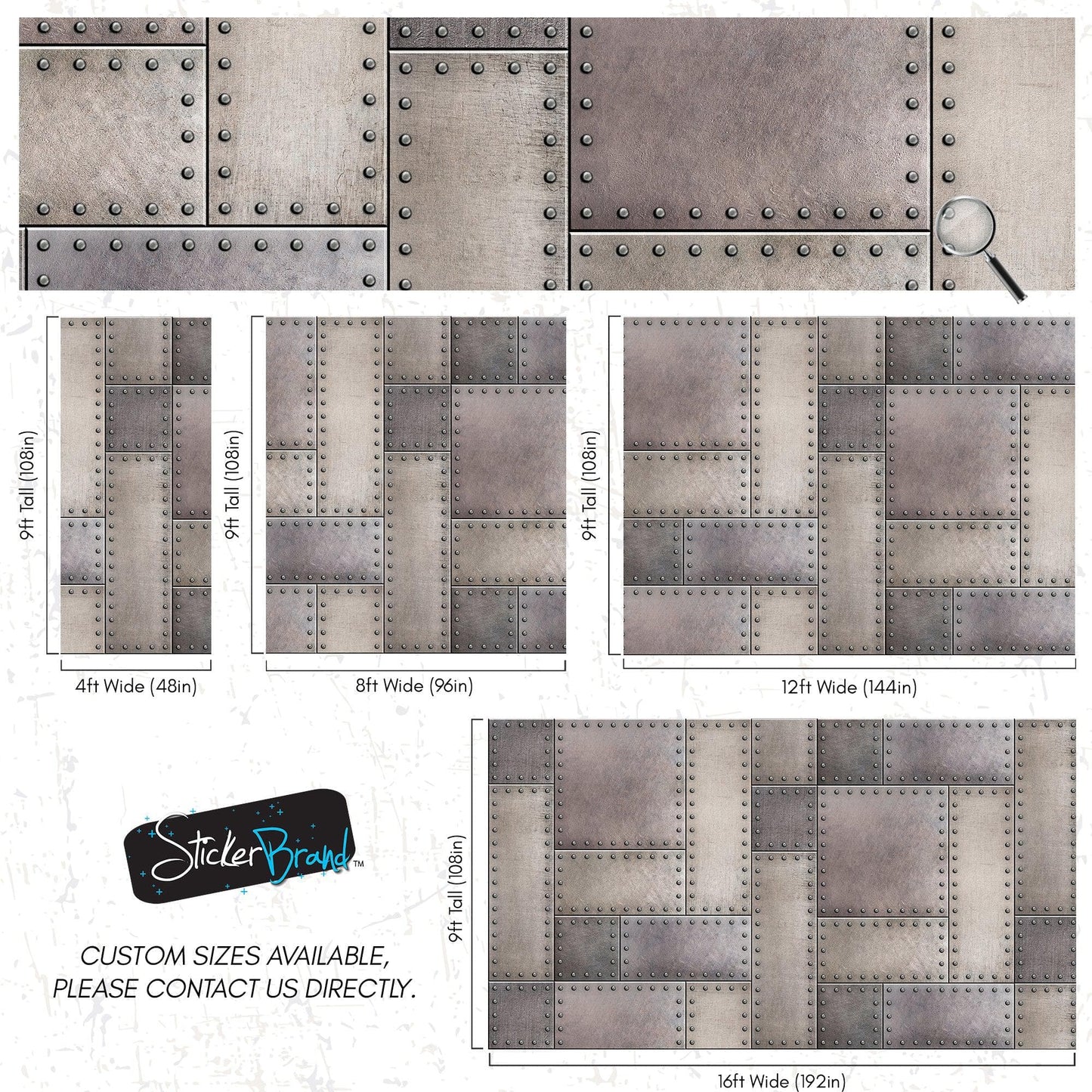 Rustic Metal Steel 3D Wallpaper Mural. #6752