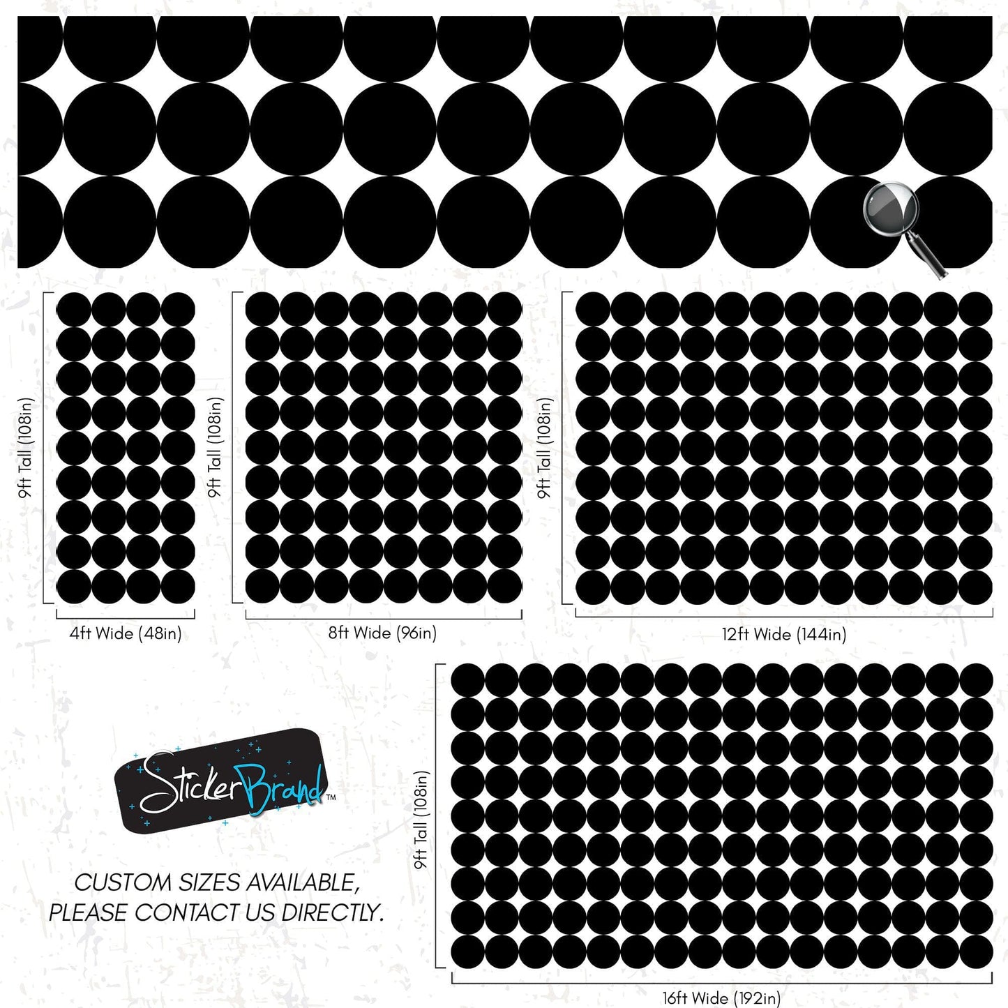 Modern Geometric Black Circle Wallpaper Mural. #6675