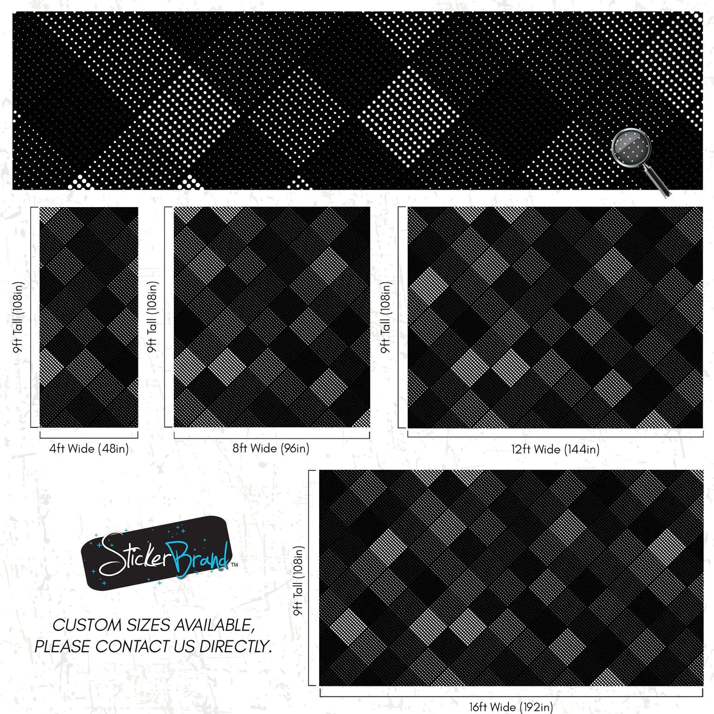 Modern Black and White Polka Dot Peel and Stick Wall Mural. #6964