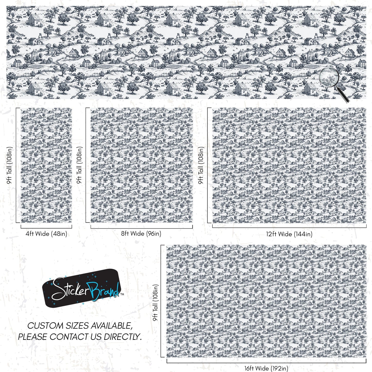 Rustic Wallpaper Peel and Stick Wall Mural. Countryside Motif Wall Decor. #6729