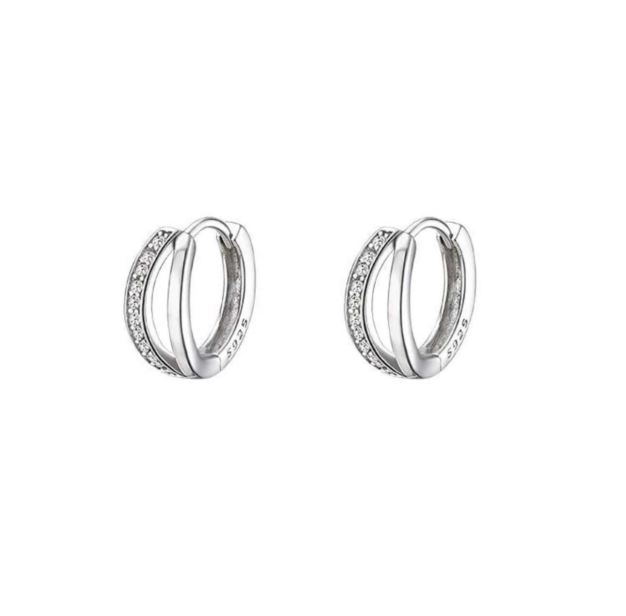 NAOMI - 925 Sterling Silver Zircon Hoop Earrings