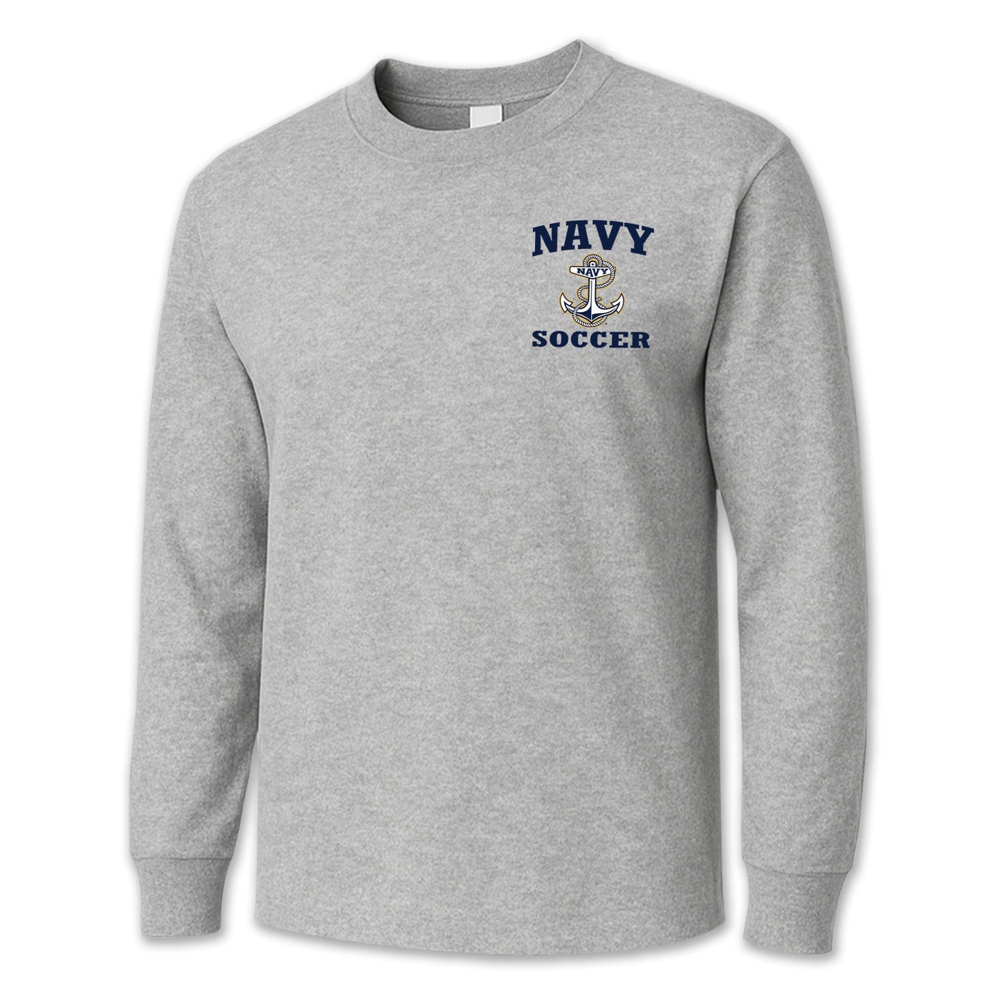 Navy Anchor Soccer Long Sleeve T-Shirt