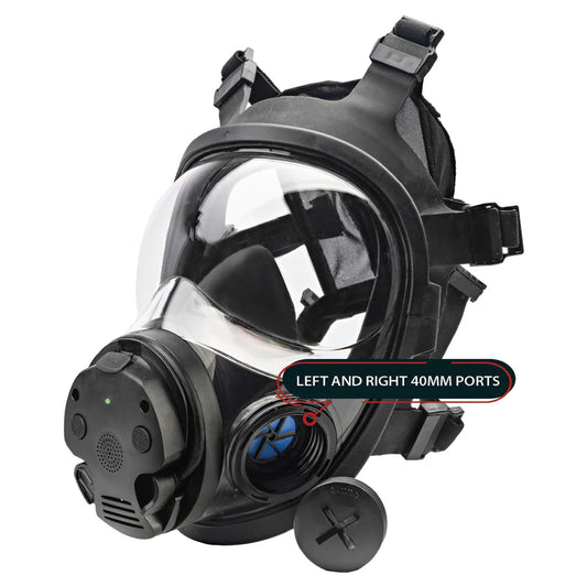 Parcil Safety NB-100E Tactical Gas Mask with Electronic Voice Amplifier and Radio Transmitter/Receiver