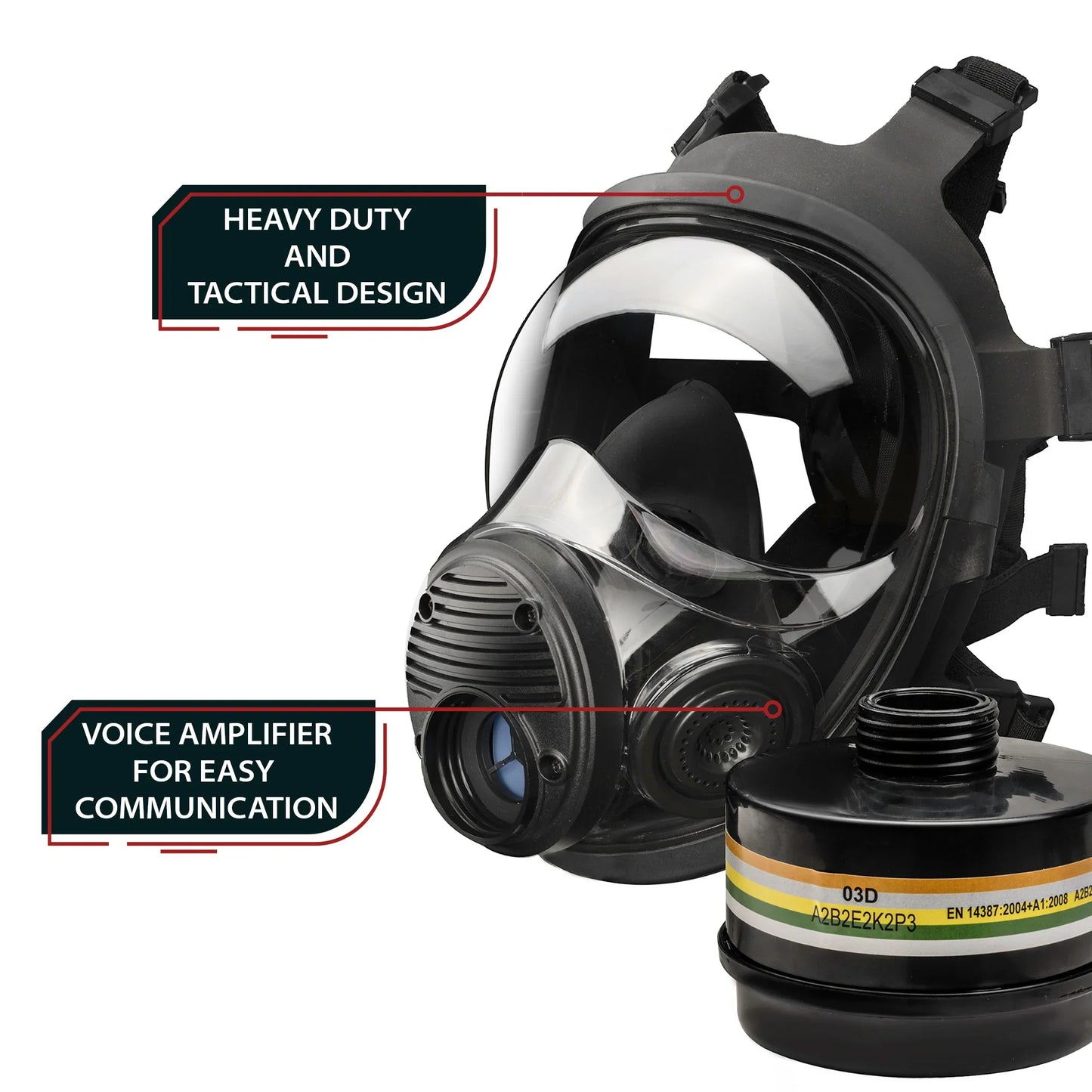 Parcil Safety NB-100V Tactical Gas Mask with Voice Amplifier