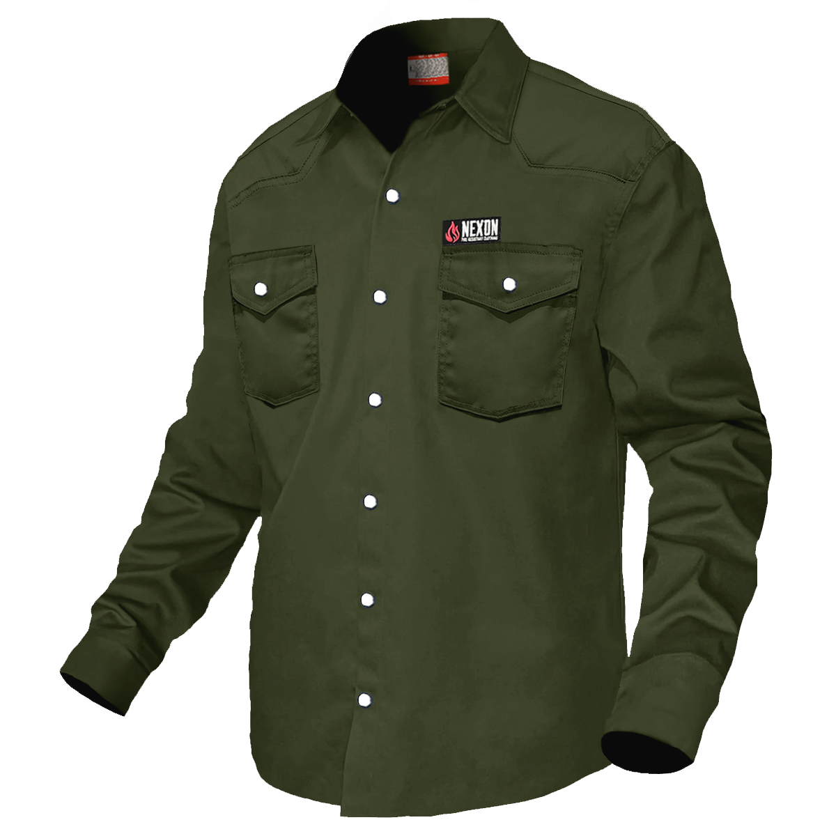 Nexon FR Shirt Military Green With Pearl Snap Buttons