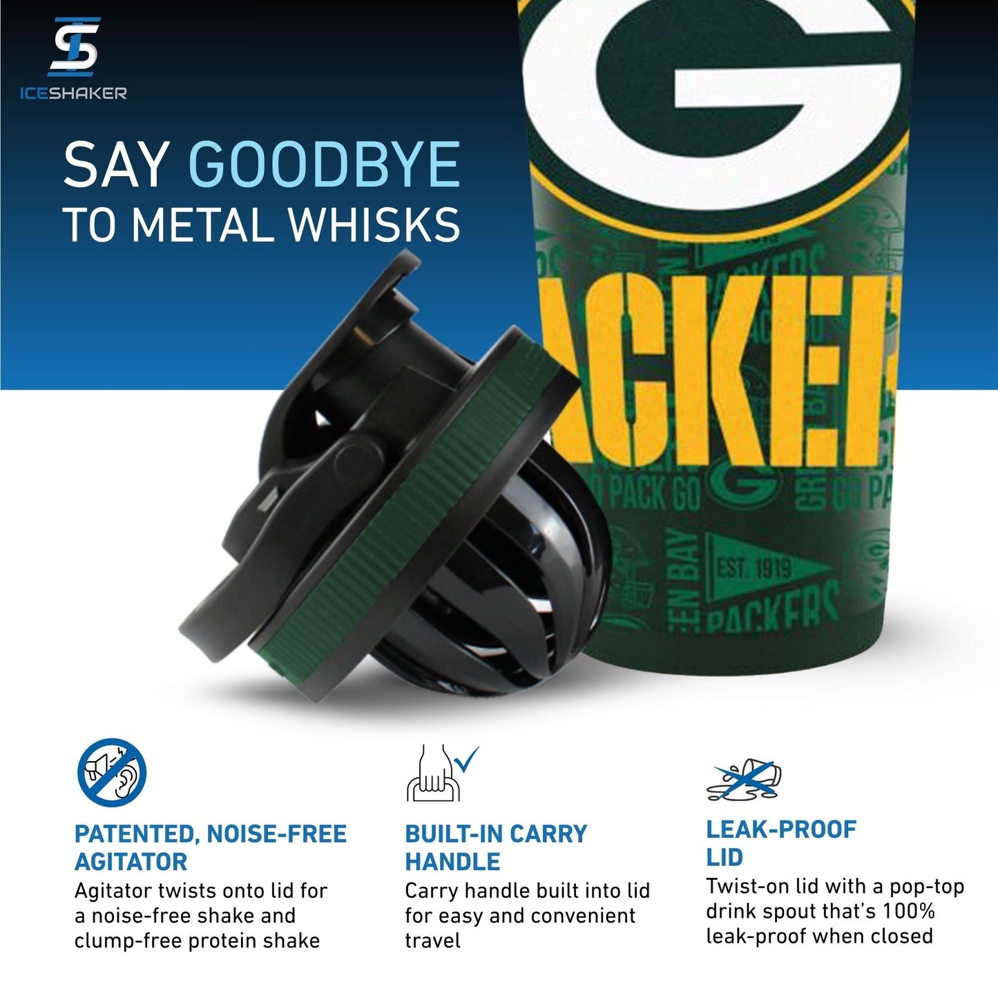 Officially Licensed Green Bay Packers 26oz Ice Shaker