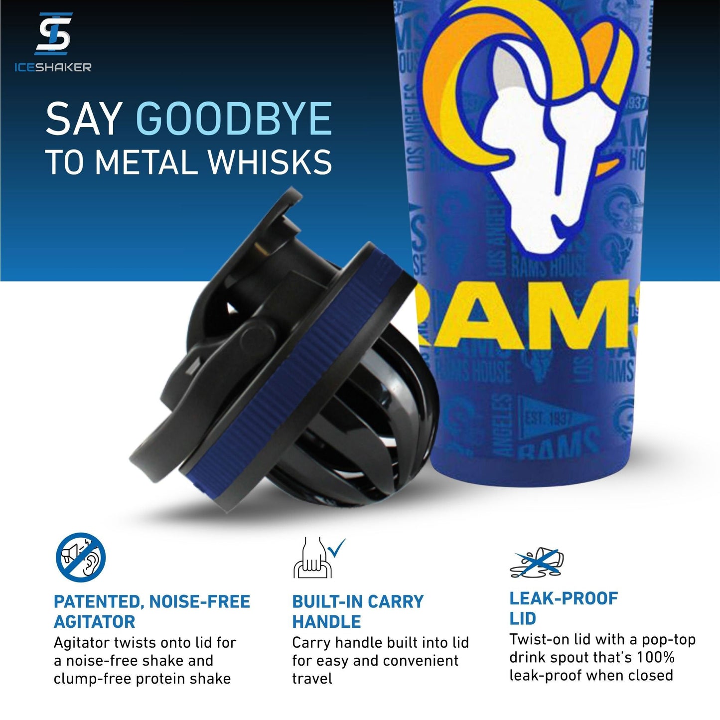 Officially Licensed Los Angeles Rams 26oz Ice Shaker