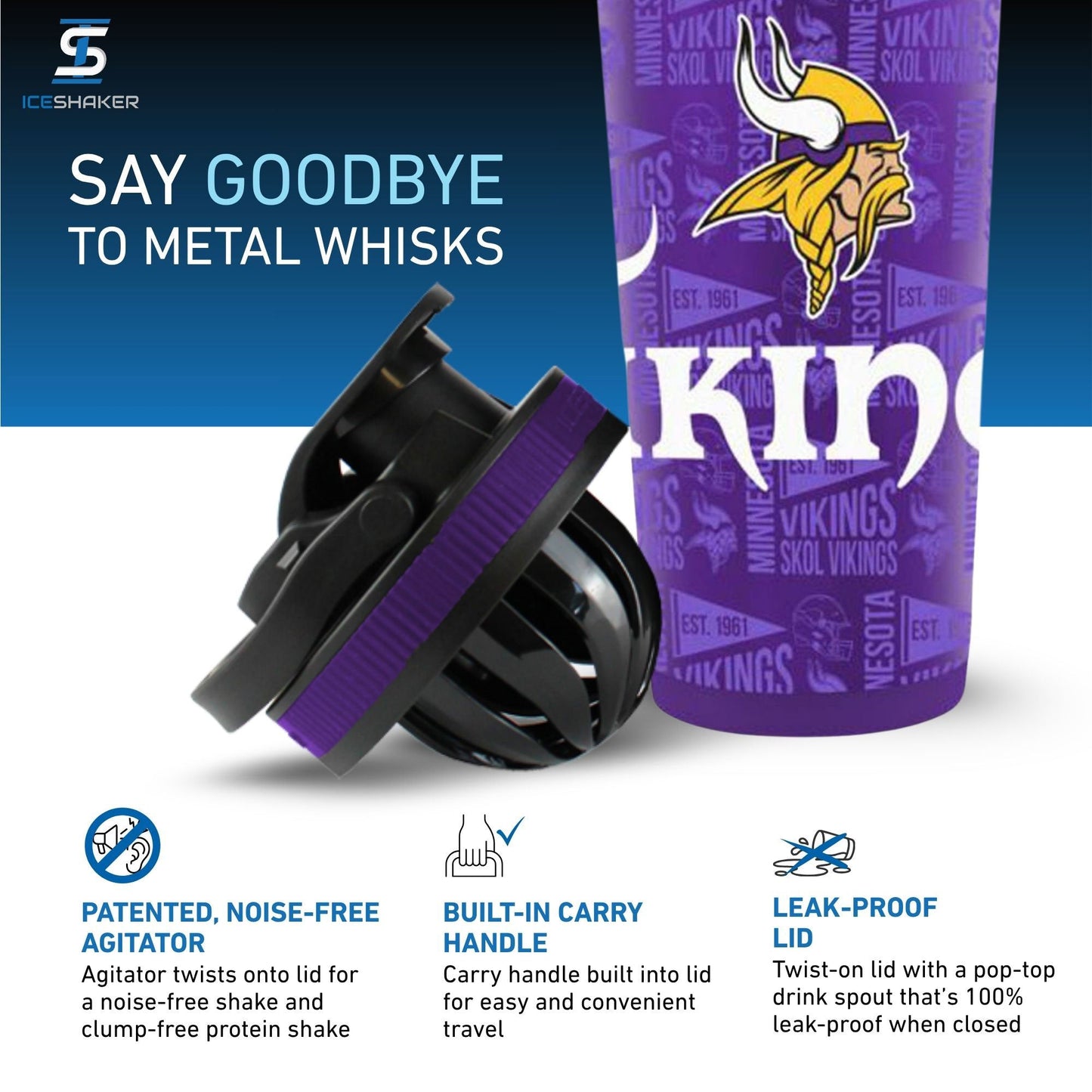 Officially Licensed Minnesota Vikings 26oz Ice Shaker