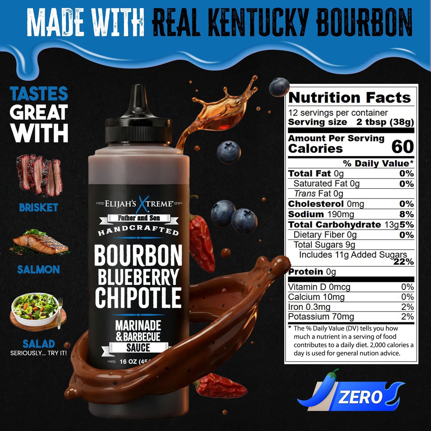 Bourbon Blueberry Chipotle BBQ Sauce (6 pk Case)