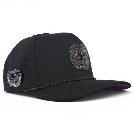 Night Stalker Golf Hat | Snapback Cap | Built-in Magnetic Ball Marker Holder + Marker Included | Adjustable | Animal Eyes Black