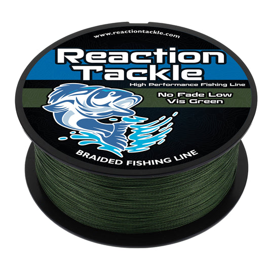 Reaction Tackle Braided Fishing Line - NO FADE Low-Vis Green
