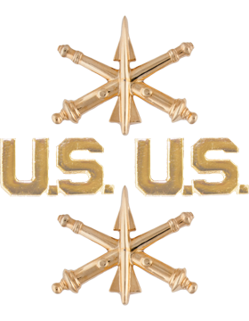 Air Defense Artillery ADA Officer Branch Insignia Set with U.S. Letters