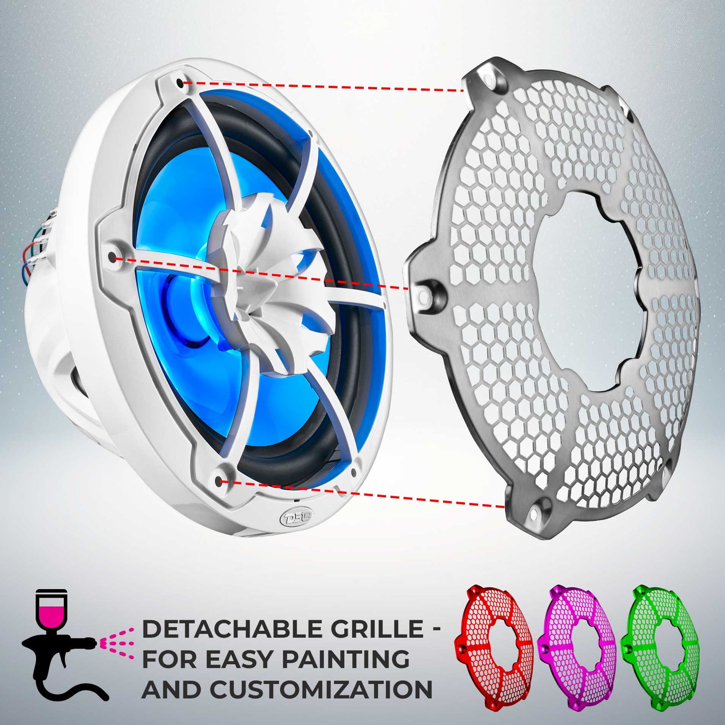 NXL 10" 2-Way Coaxial Marine Speaker with RGB LED Lights 200 Watts Rms 4-Ohm