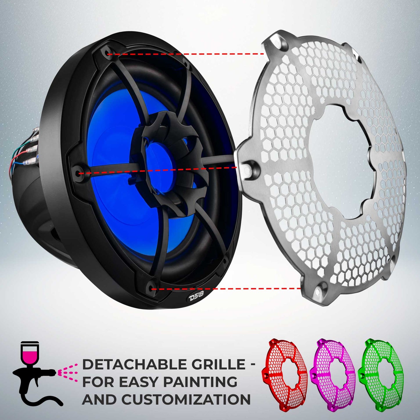 NXL 10" Marine Subwoofer with RGB LED Lights 300 Watts Rms SVC 4-Ohm - Black