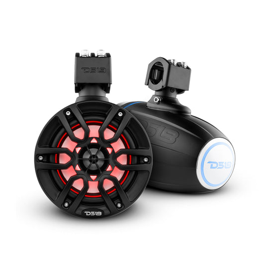 DS18 Good Marine Stereo Package  2 x 6.5” Speaker Tower| 1 x 2 Ch Amplifier | 1 x MOFCKIT4 and 1 x LED-BTC