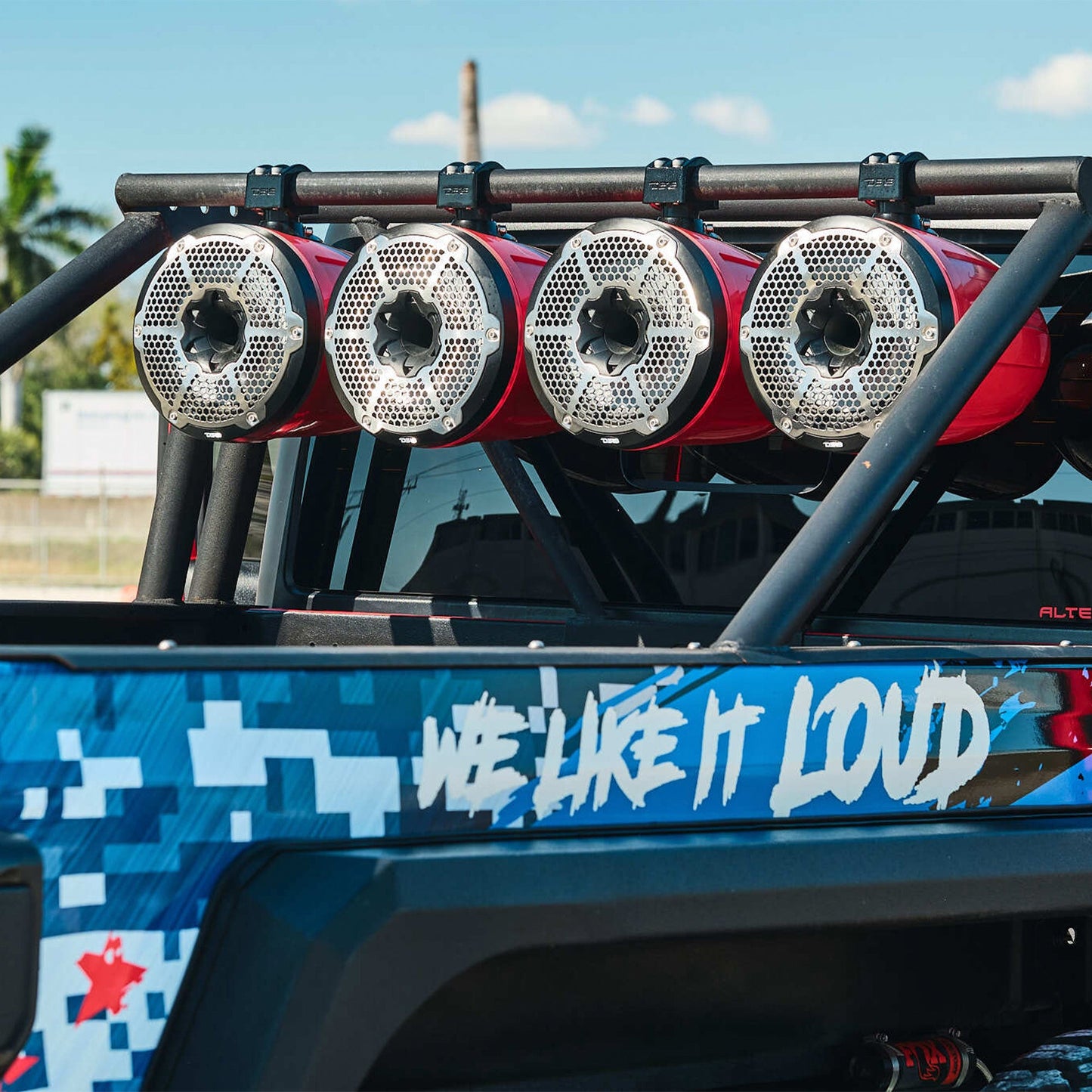 NXL 10" Neodymium Marine and Powersports Towers with Built-in Passive Radiator, 1" Driver and LED RGB Lights 300 Watts Rms