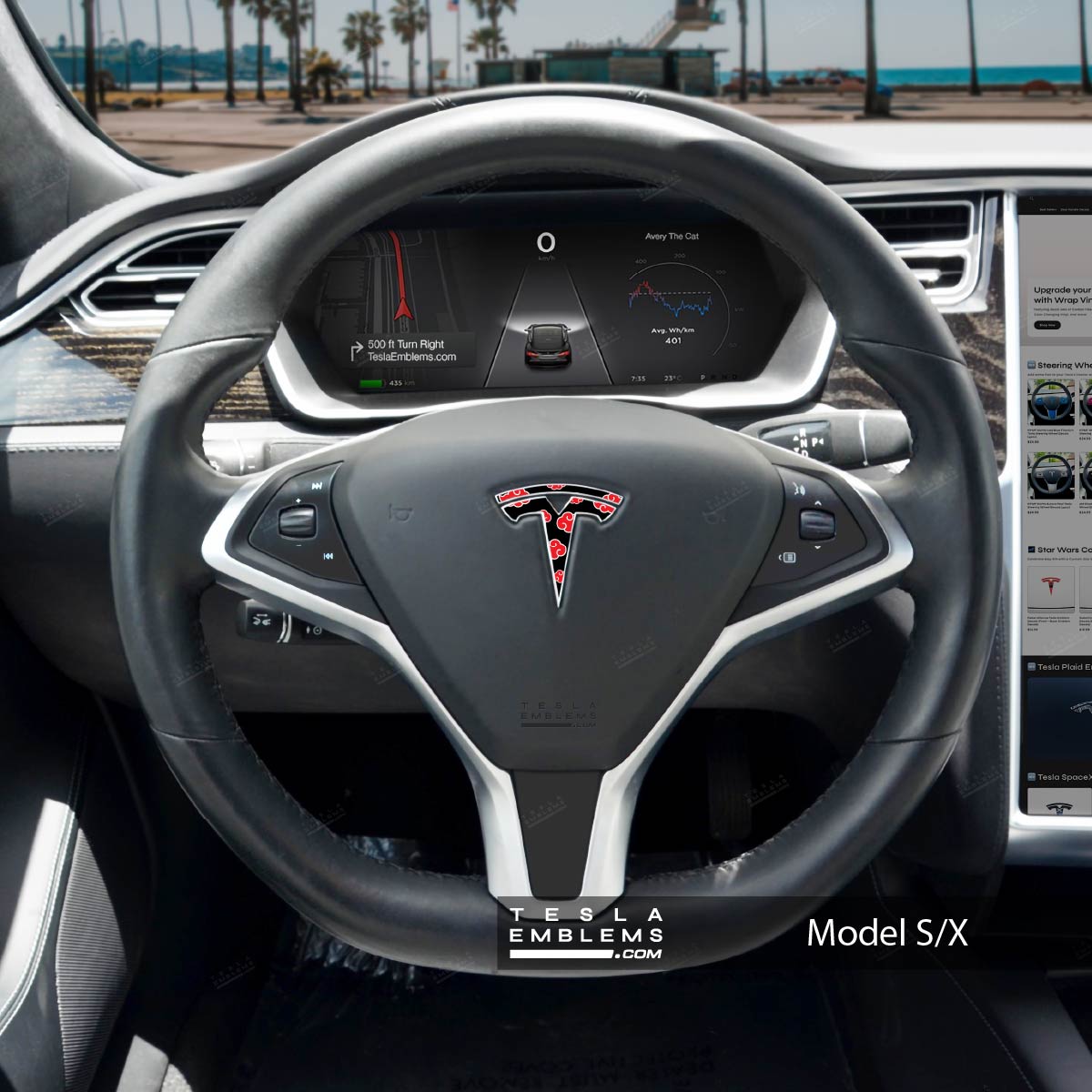 Naruto Akatsuki Tesla Steering Wheel Emblem Decal | Model X