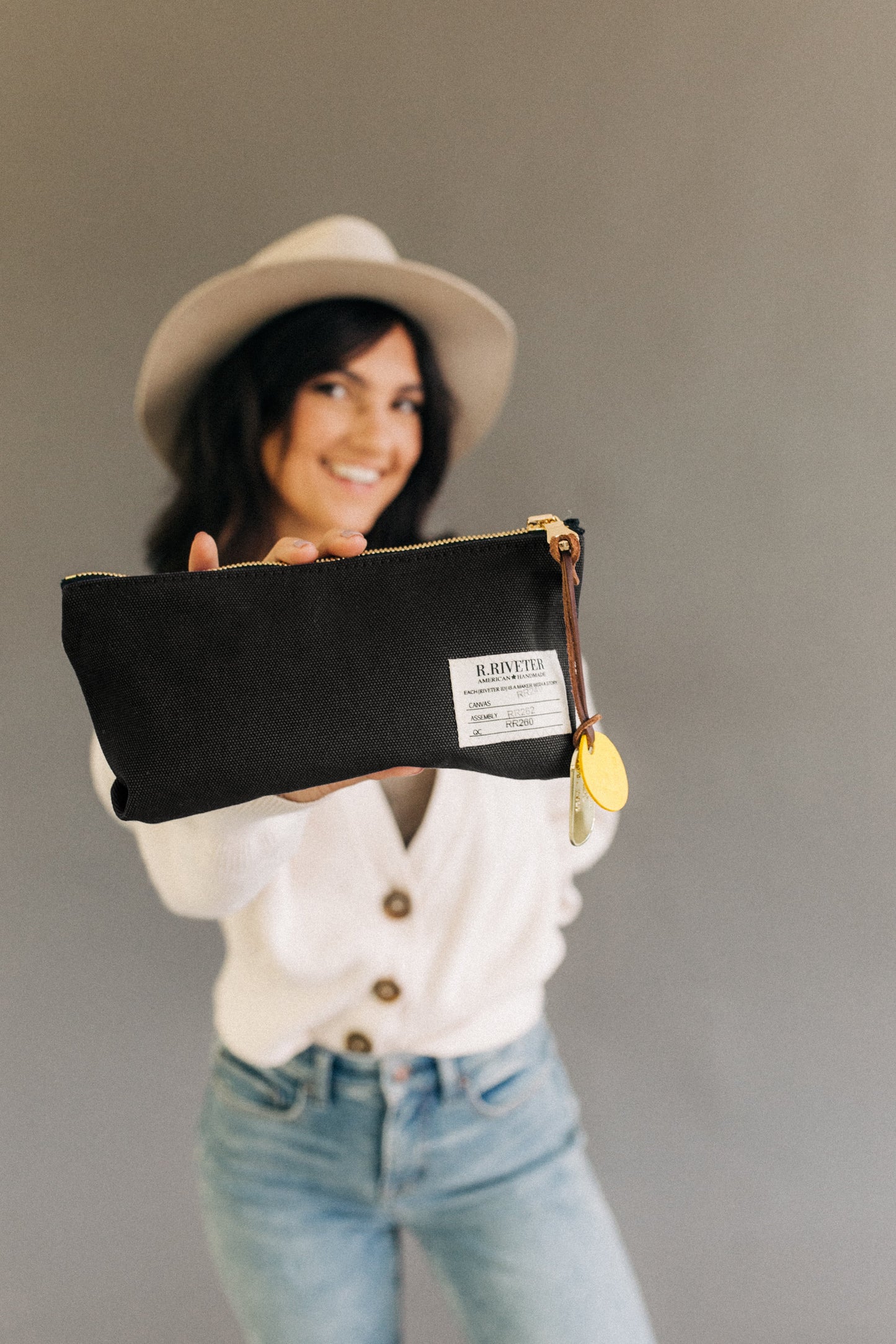 Lucy | Signature Black Canvas Zipper Pouch