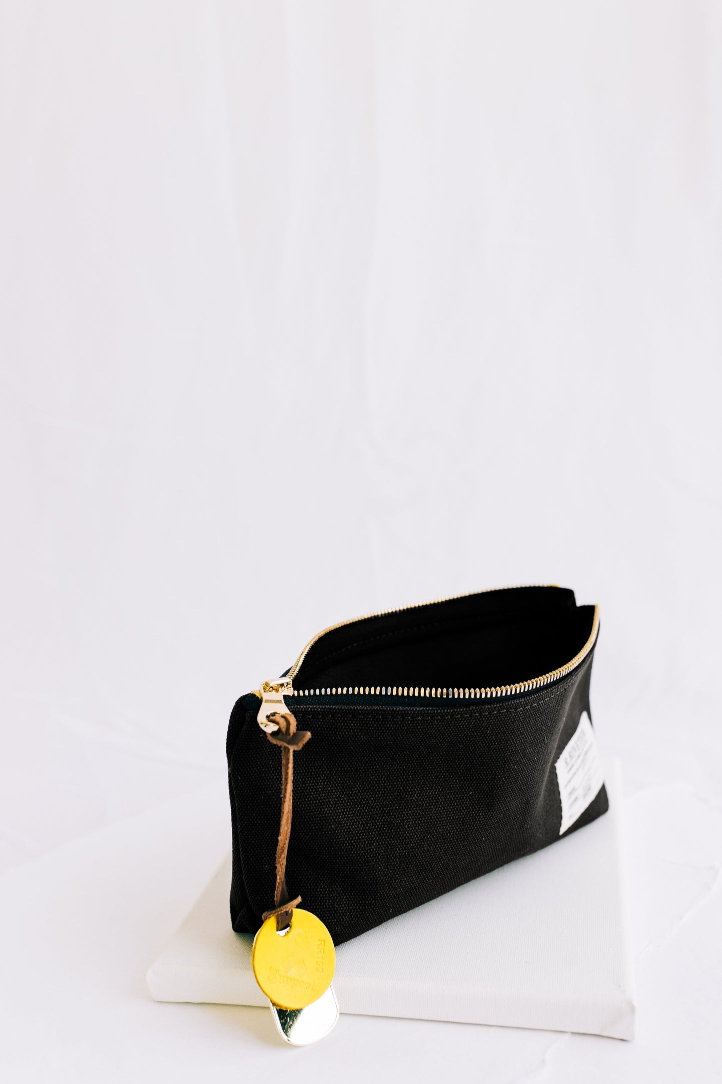 Lucy | Signature Black Canvas Zipper Pouch