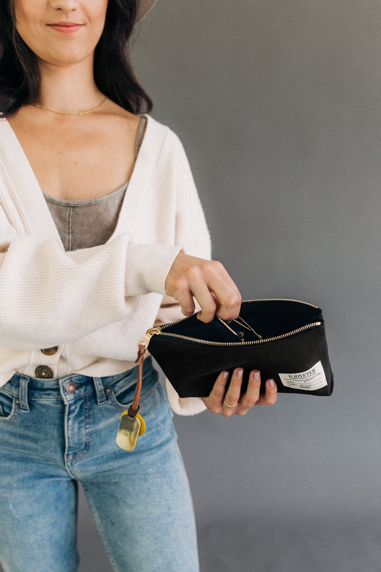 USGA Lucy | Signature Black Canvas Zipper Pouch
