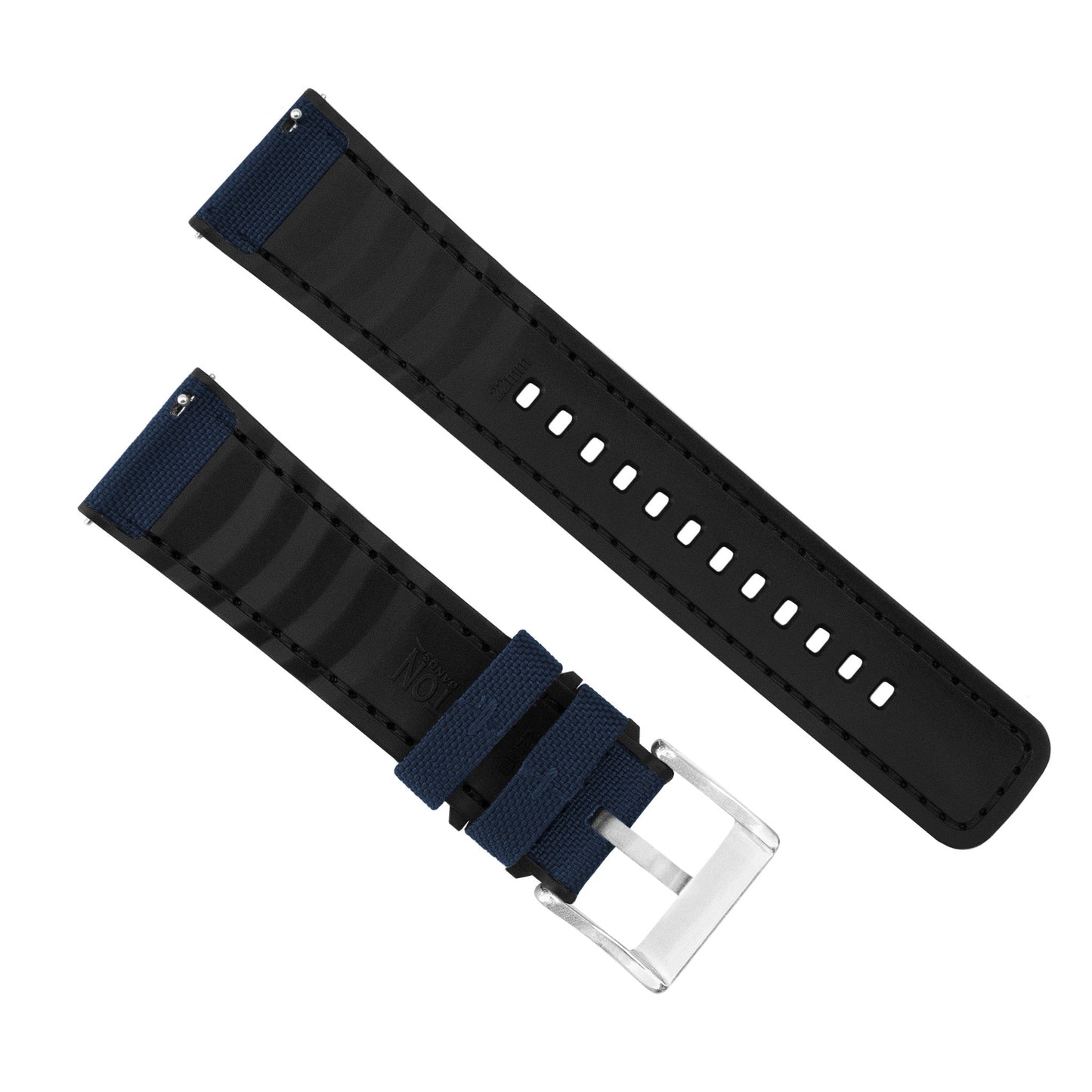 Navy Blue Cordura Fabric And Silicone Hybrid Watch Band