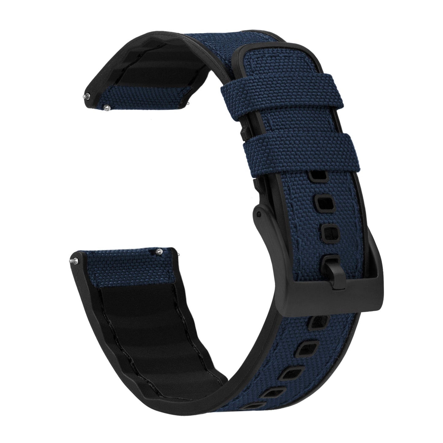 Navy Blue Cordura Fabric And Silicone Hybrid Watch Band