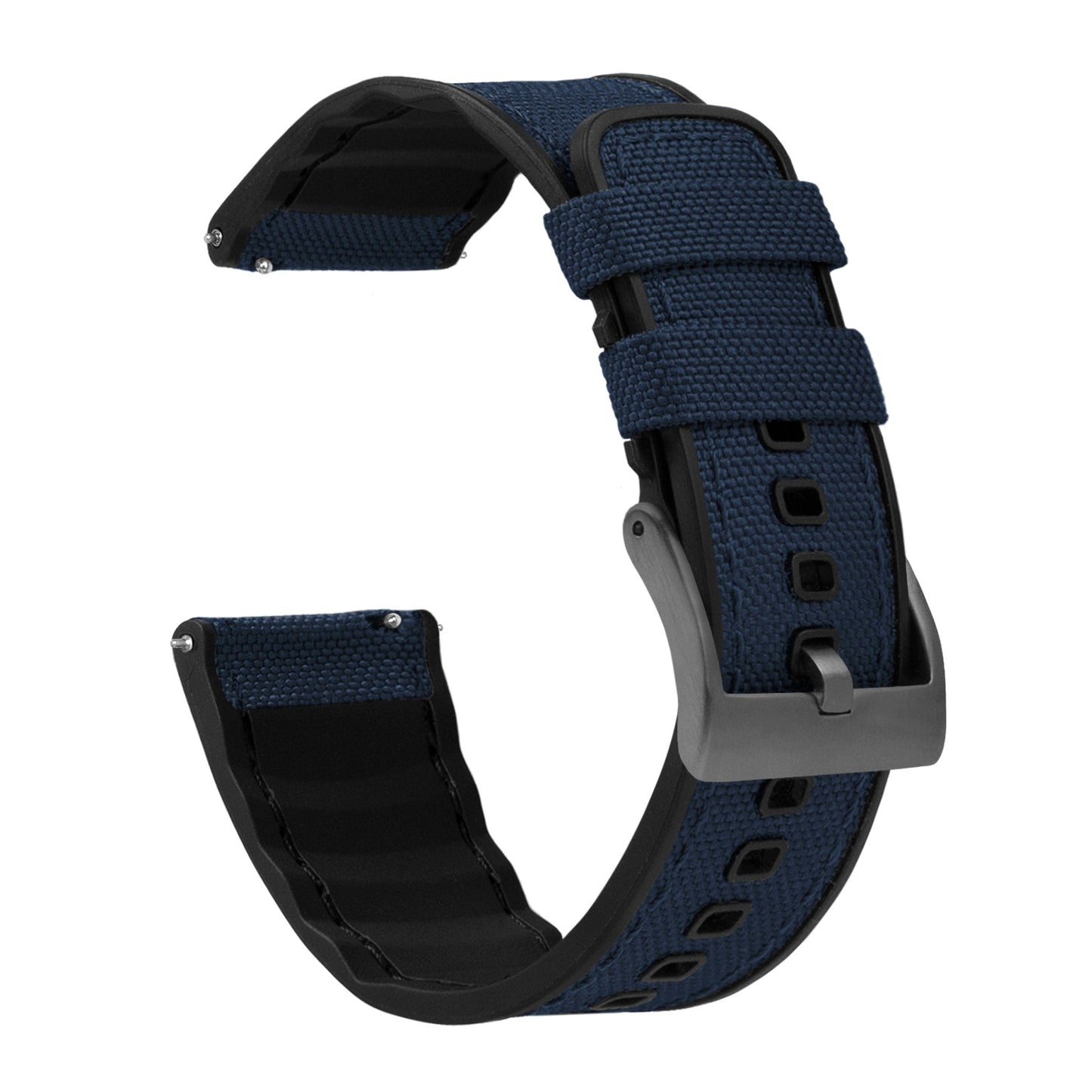 Navy Blue Cordura Fabric And Silicone Hybrid Watch Band
