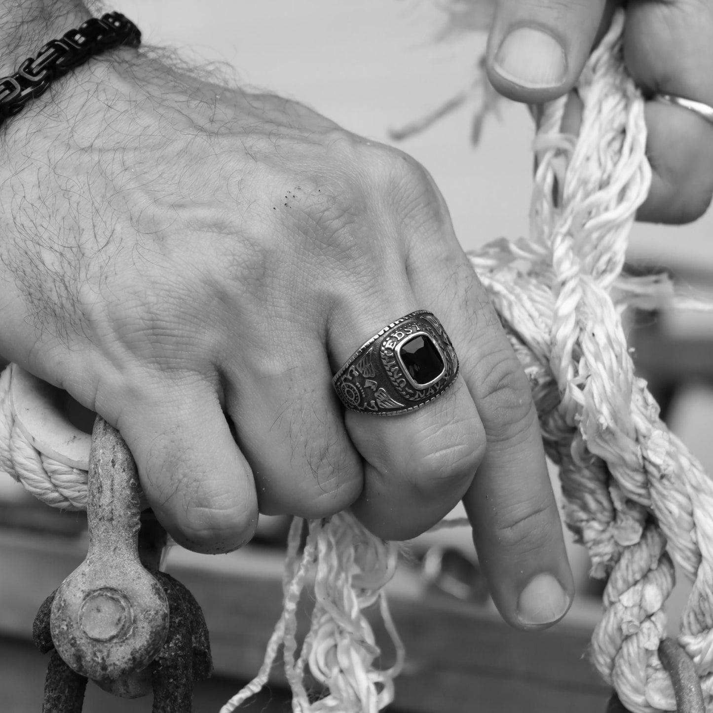 United States Military Blue Stone Navy Ring