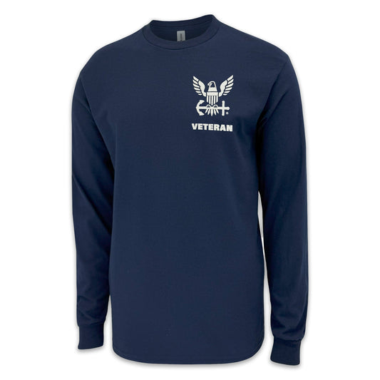 Navy Veteran Flag Long Sleeve T-Shirt (Navy)