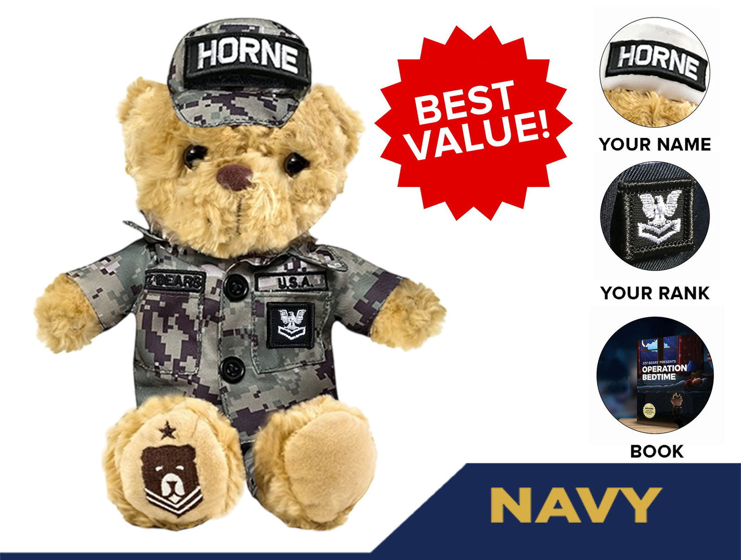 Navy Teddy Bear Cammo Personalized Bundle