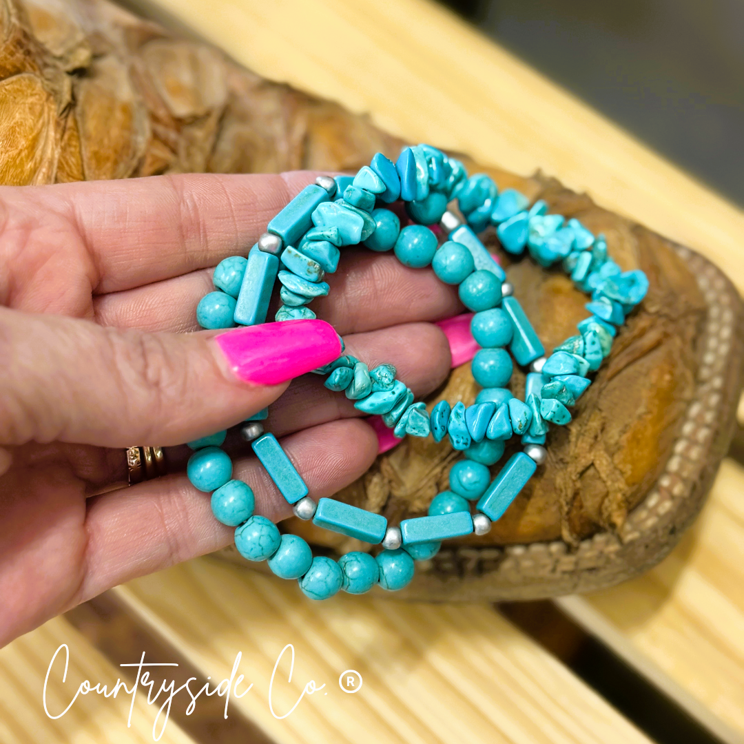 Bracelet Set with Turquoise Colored Stone