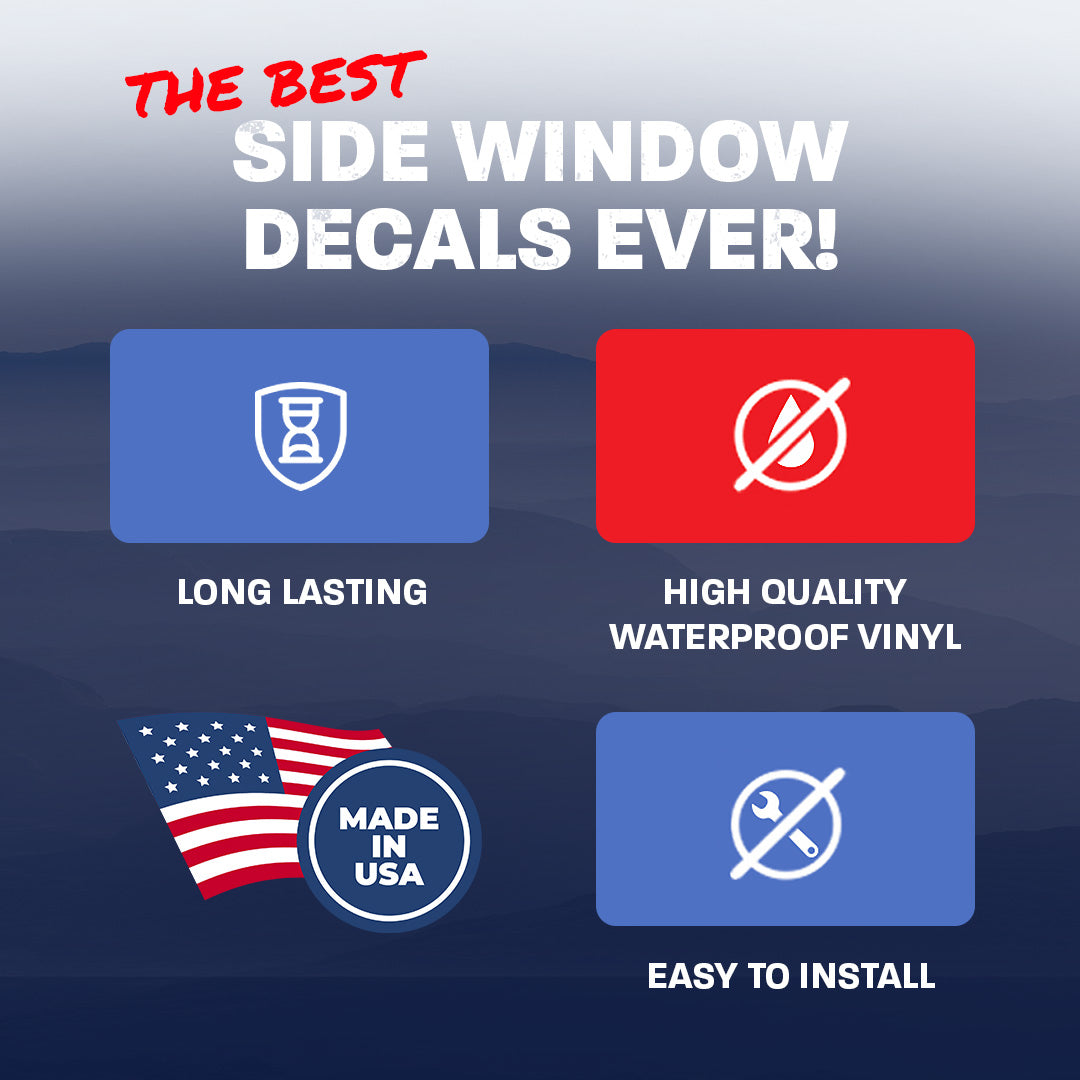 Wavy Old Glory Side Windows Printed Vinyl Decal