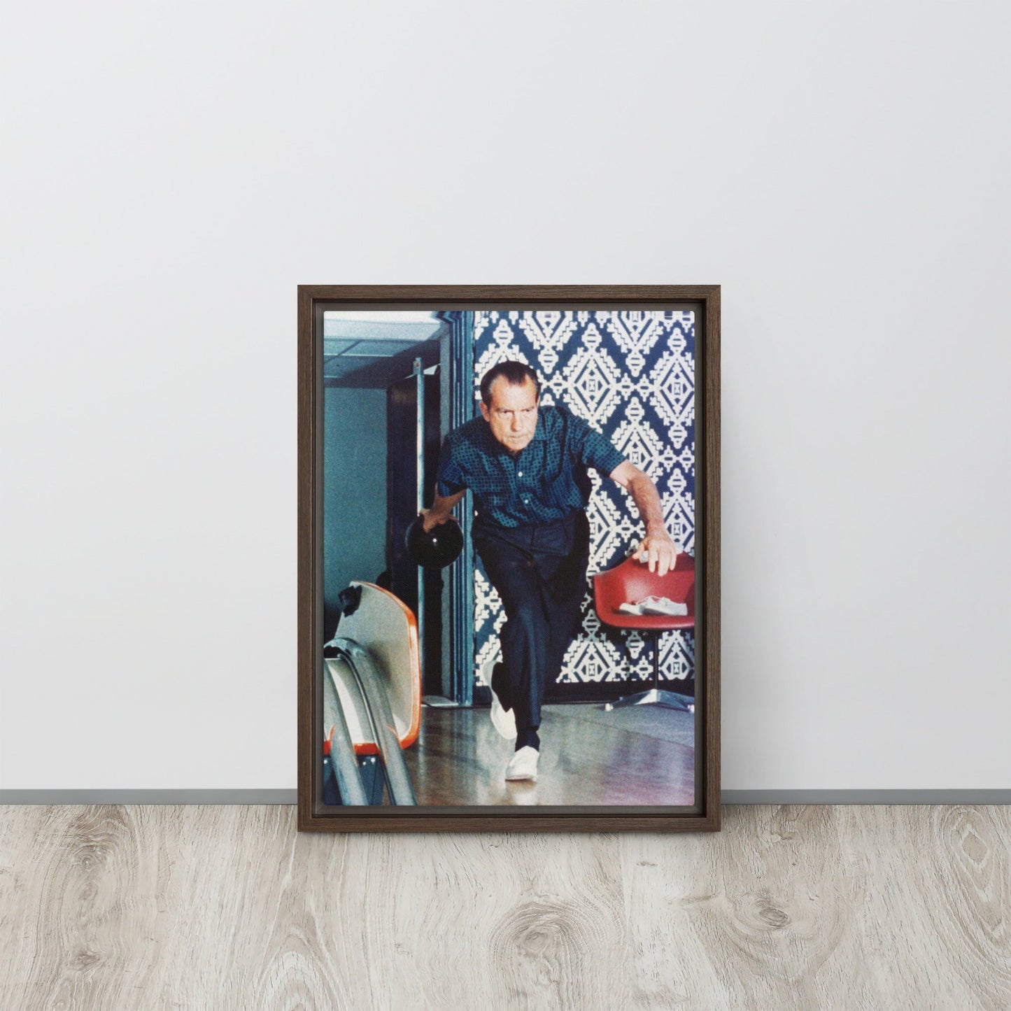 President Nixon Bowling Framed Canvas
