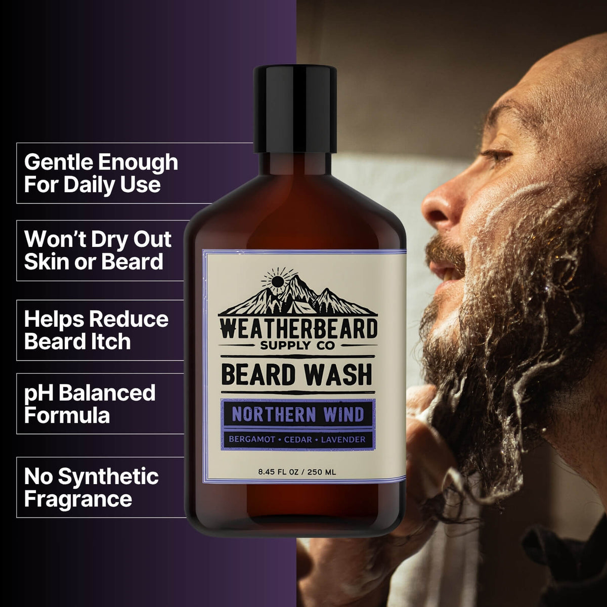 Northern Wind Beard Wash - Bergamot, Cedar, Lavender