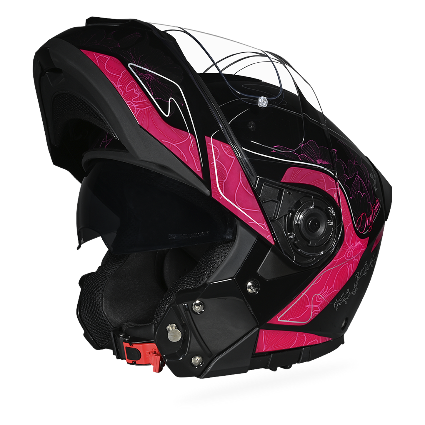 Daytona Glide Modular Motorcycle Helmet - DOT Approved, Bluetooth Ready, Dual Visor, Men/Women/Youth - W/ Flowers