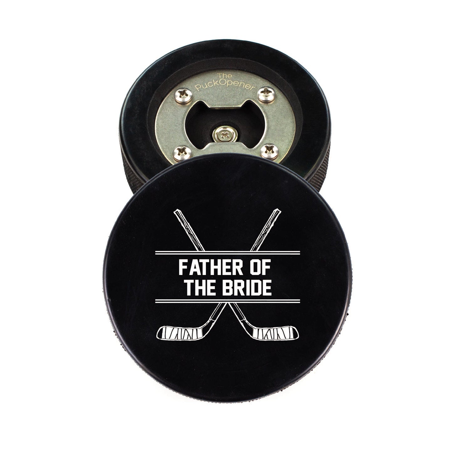 Circle Name & Wedding Party Role, Hockey Puck Bottle Opener