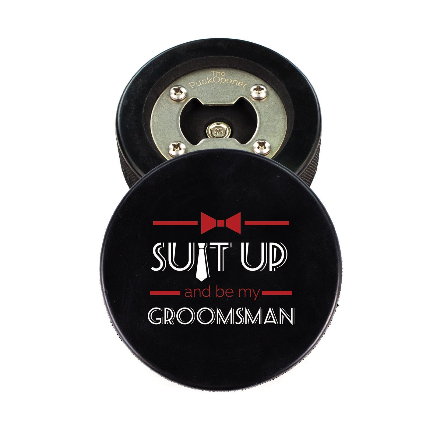 Circle Name & Wedding Party Role, Hockey Puck Bottle Opener