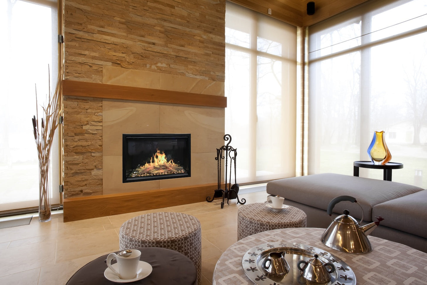 Modern Flames Orion Traditional Built-In Smart Virtual Electric Fireplace with Real Flame Effect