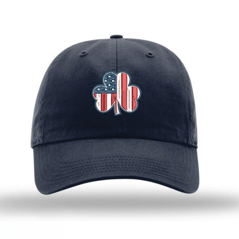 American Flag Shamrock Unstructured Hat