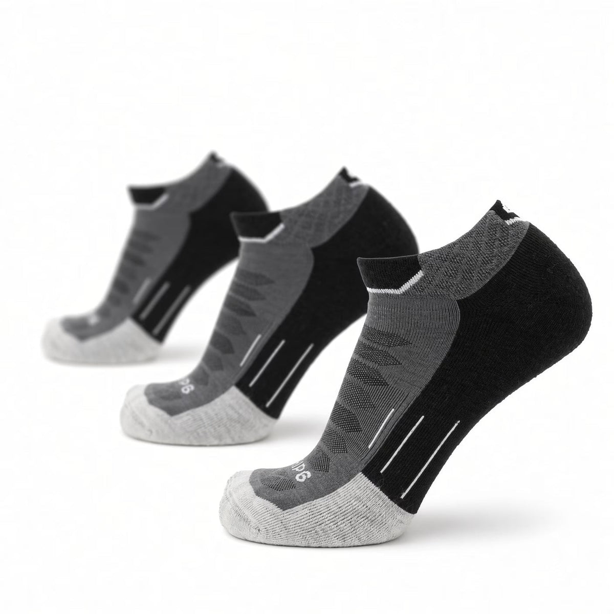 3 Pack Obsidian - Run Ankle Midweight Merino Wool Sock