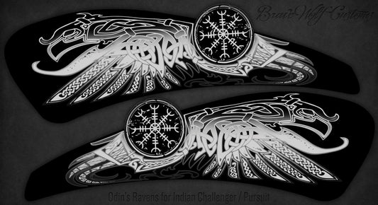 Odin's Ravens-White-Tank Decal Set for Indian Powerplus lineup